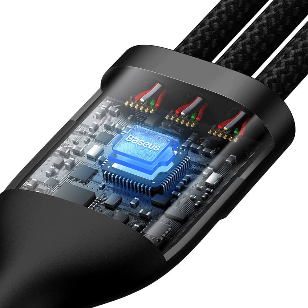 BASEUS - BASEUS kabel USB 3in1 USB-C microUSB Lightning 66W 1,2m svart