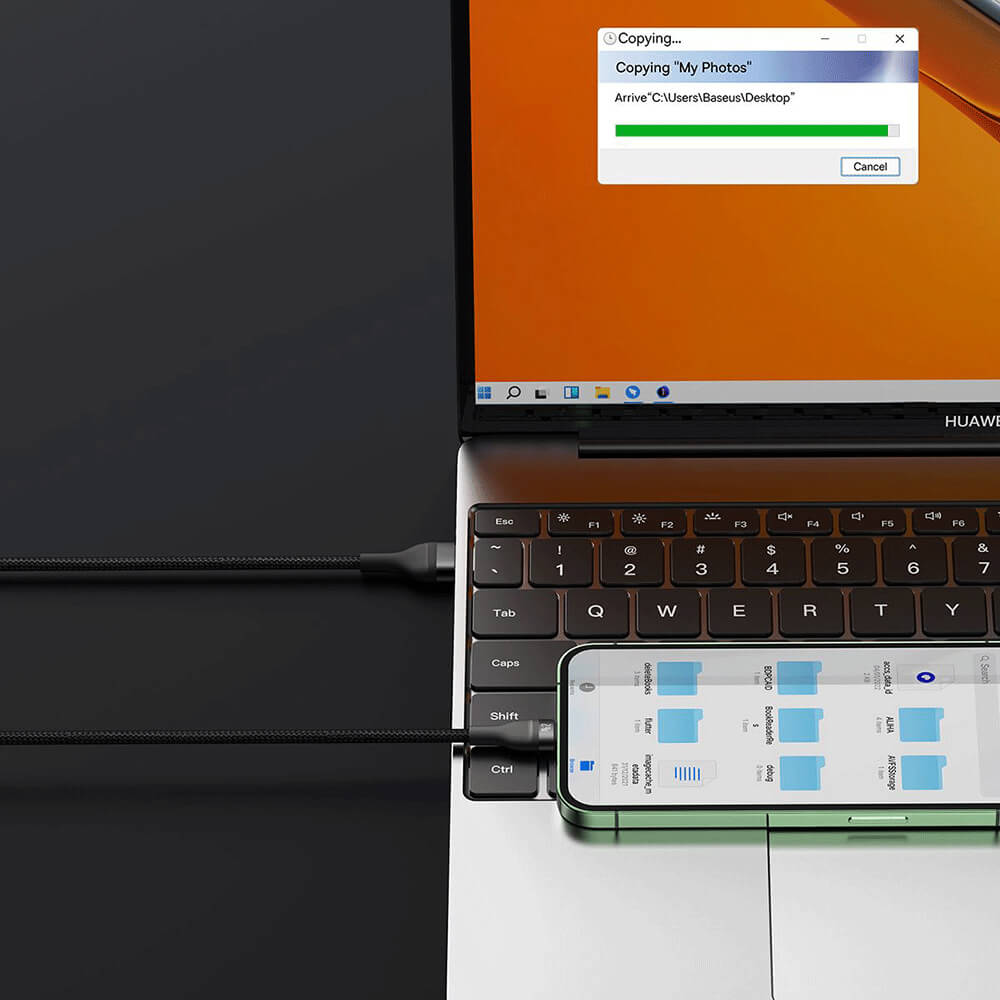 BASEUS - BASEUS kabel USB 3in1 USB-C microUSB Lightning 66W 1,2m svart