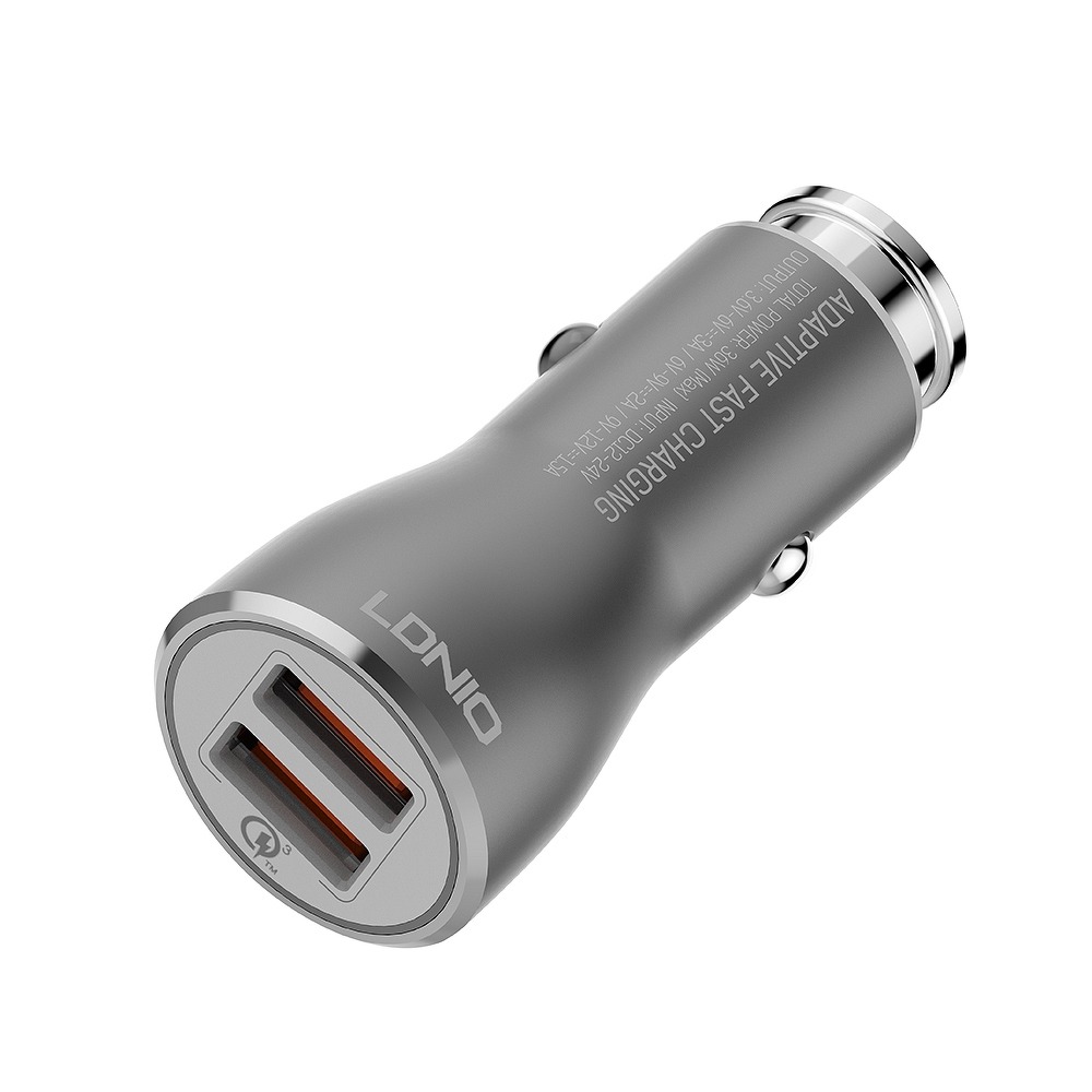 Ldnio - 2xUSB Billaddare QC 3.0 3A + Micro USB Kabel