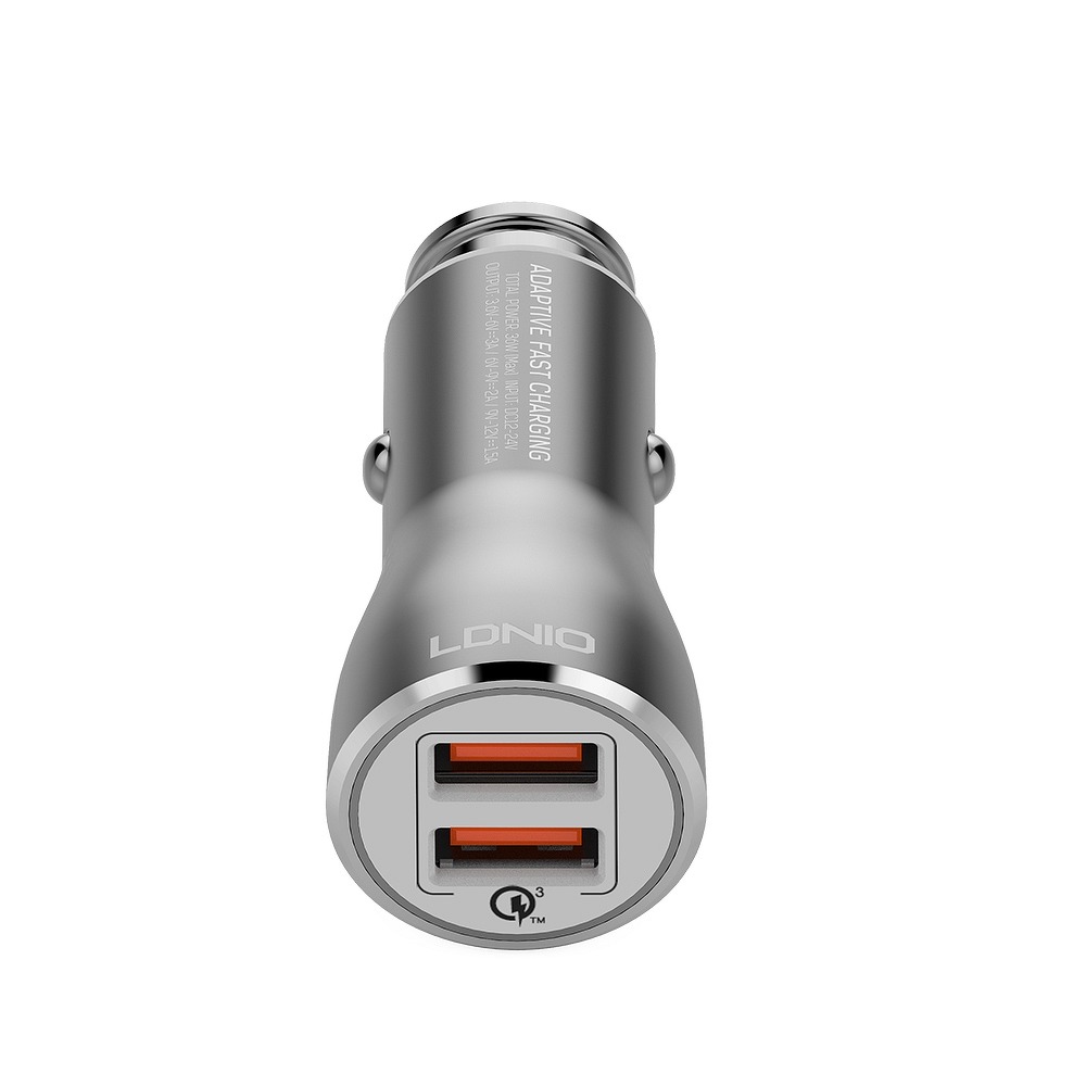Ldnio - 2xUSB Billaddare QC 3.0 3A + Micro USB Kabel