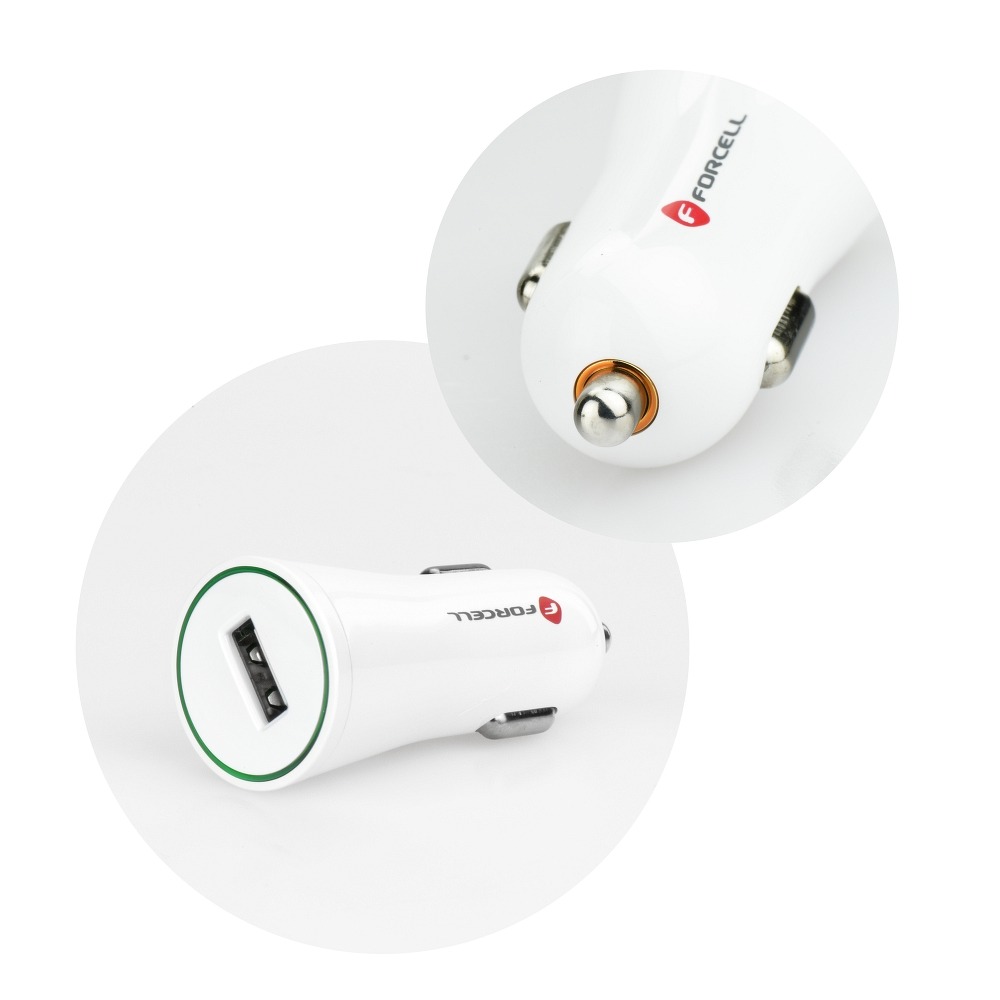Forcell - Billaddare Forcell med USB socket - 2.4A med QC 3.0