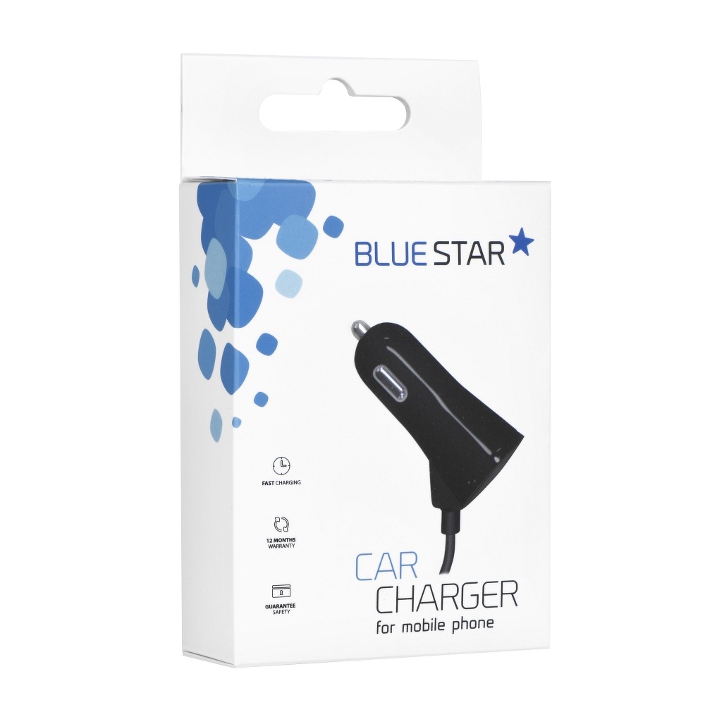 Blue Star - Blue Star Billaddare med micro USB data Kabel + USB socket 3A