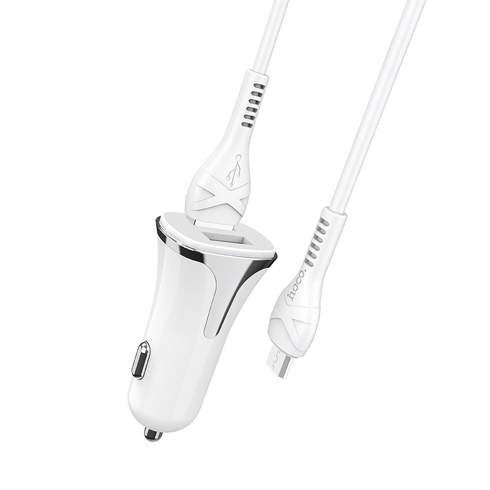 Hoco - HOCO Billaddare Universe double Port QC3.0 med Micro Kabel - Vit