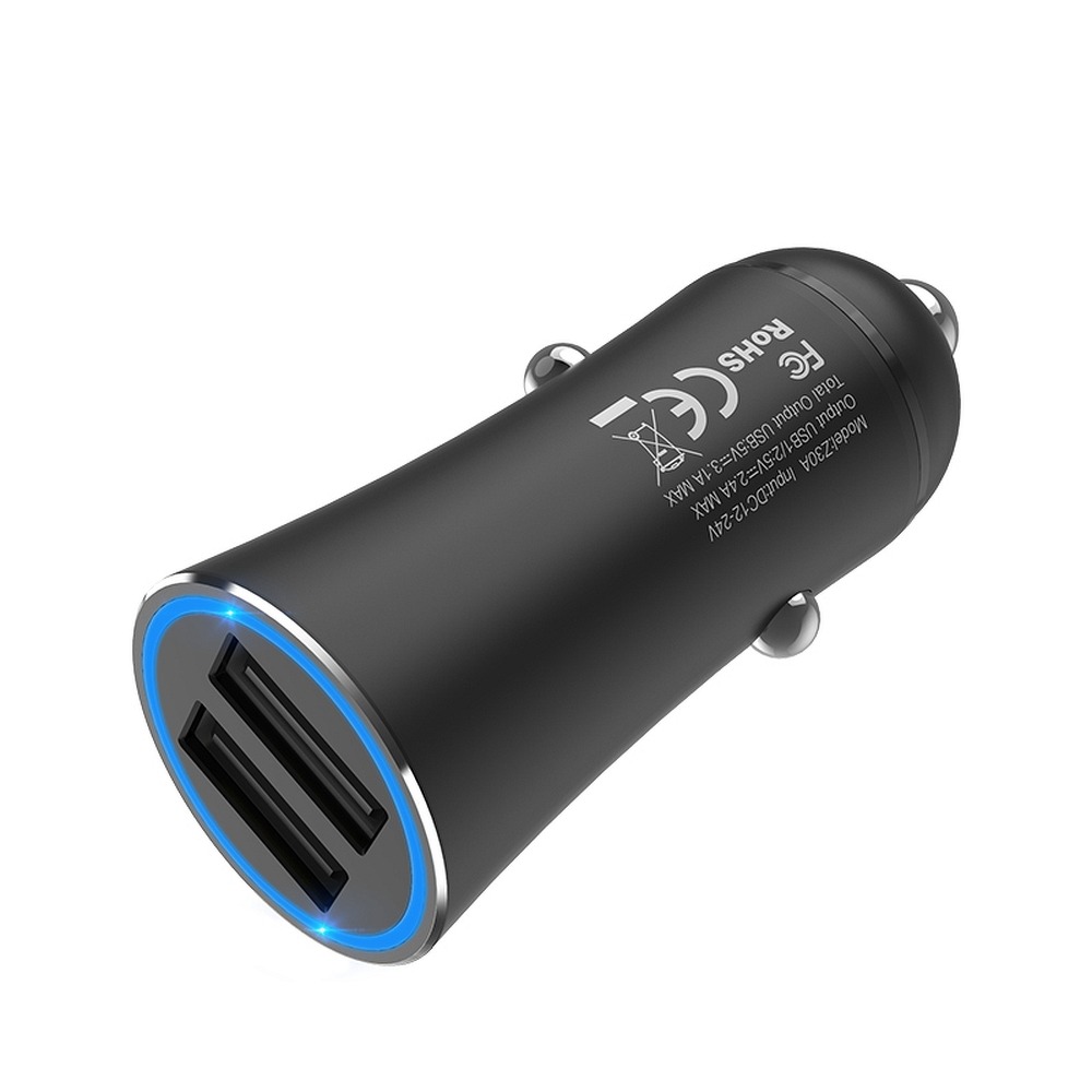 Hoco - HOCO Easy Route Dual Port Mini Billaddare 3.1A Z30 - Svart