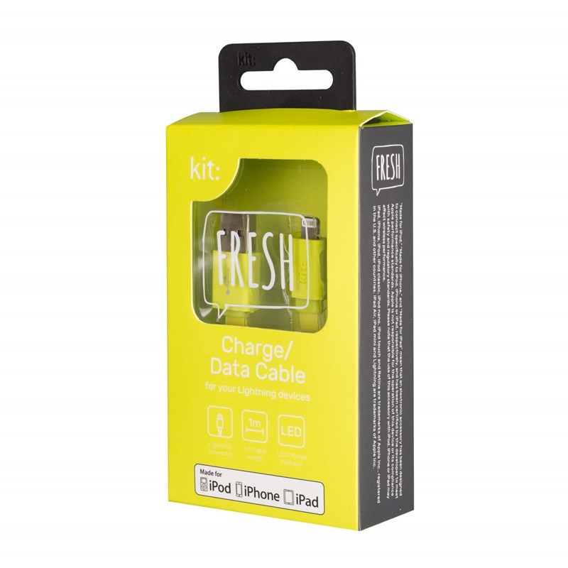 UTGÅTT
KIT FRESH Synkkabel Lightning 1m LED MFI - Grön