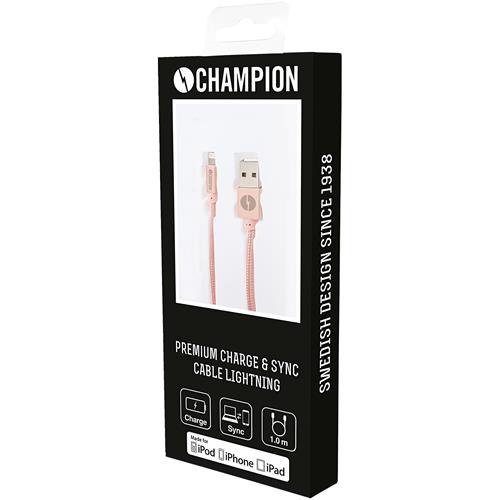 UTGÅTT
Champion Lightning kabel 1m - Rose Gold