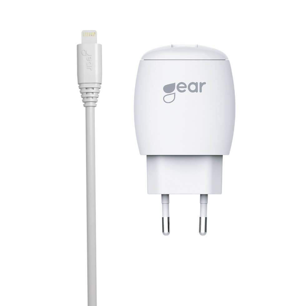 GEAR
GEAR Laddare 220V 1xUSB 1A Lightning Kabel Rund 1m MFI - Vit