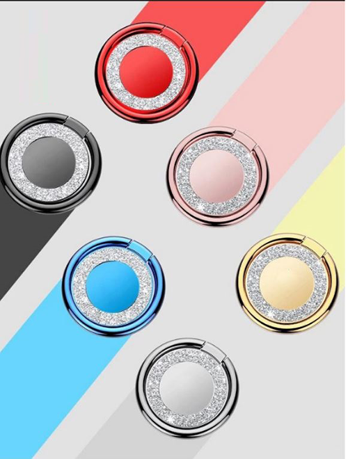 OEM - Metal Glitter Ringhållare till Mobiltelefon - Silver
