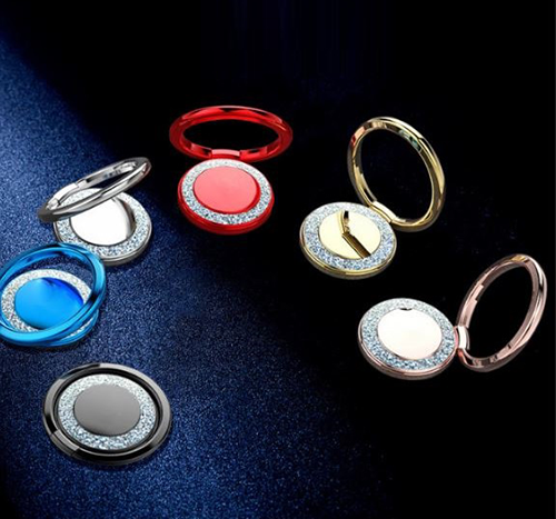 OEM - Metal Glitter Ringhållare till Mobiltelefon - Silver