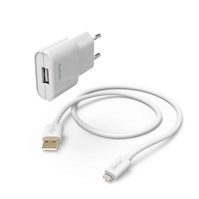 Hama
HAMA Laddare 220V Lightning 2,4A lös kabel MFI - Vit