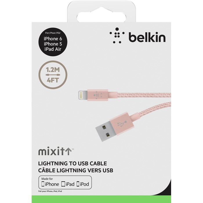 Belkin
Belkin Premium Lightning Charge/sync Kabel 1.2m Rose Guld