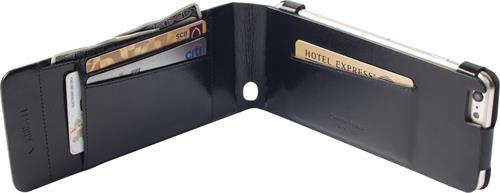 UTGATT4 - Krusell Kalmar Wallet Case, läderfodral iPhone 6 Plus - Svart