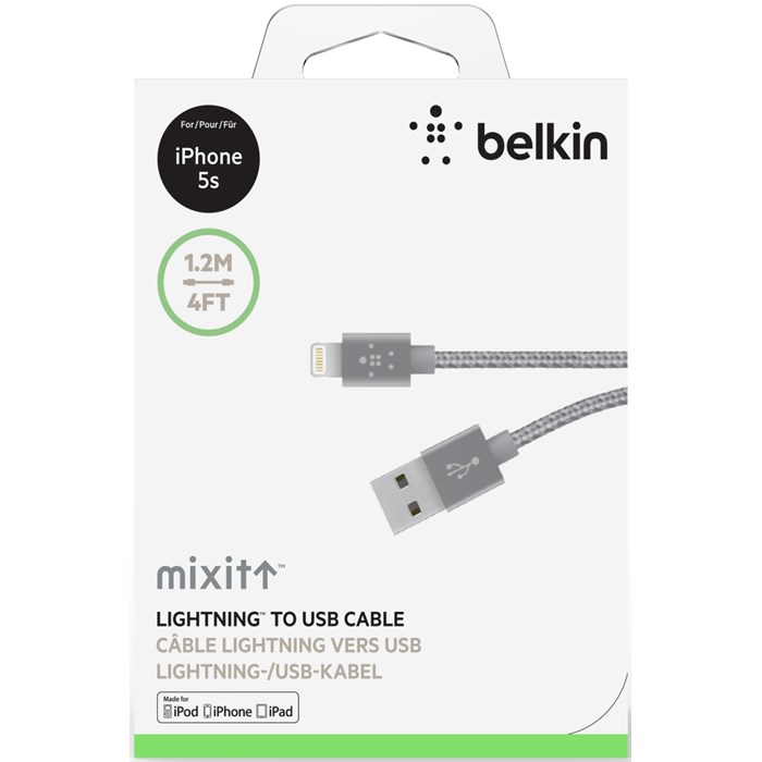 Belkin
Belkin Premium Lightning Charge/sync kabel 1.2m - Space Grå