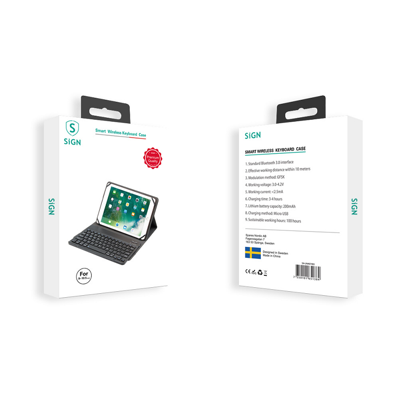 SiGN - SiGN Fodral & Bluetooth Tangentbord för Surfplattor 9-10.5” - Svart