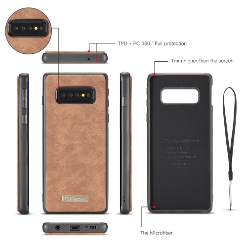 UTGATT1 - CASEME Detachable 2-in-1 Split Fodral till Samsung Galaxy S10 Plus - Brun