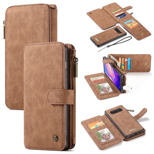 UTGATT1 - CASEME Detachable 2-in-1 Split Fodral till Samsung Galaxy S10 Plus - Brun