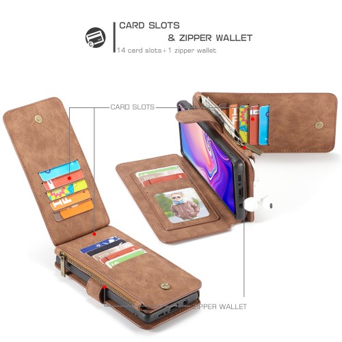 UTGATT1 - CASEME Detachable 2-in-1 Split Fodral till Samsung Galaxy S10 Plus - Brun