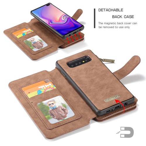 UTGATT1 - CASEME Detachable 2-in-1 Split Fodral till Samsung Galaxy S10 Plus - Brun