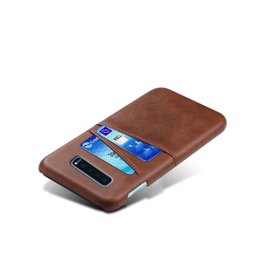UTGATT1 - Crazy Horse Skal med 2 Kortfack till Samsung Galaxy S10 Plus - Brun