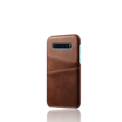 UTGATT1 - Crazy Horse Skal med 2 Kortfack till Samsung Galaxy S10 Plus - Brun