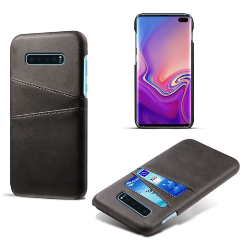 OEM - Crazy Horse Skal med 2 Kortfack till Samsung Galaxy S10 Plus - Svart