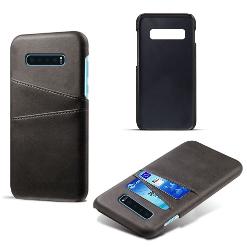 OEM - Crazy Horse Skal med 2 Kortfack till Samsung Galaxy S10 Plus - Svart