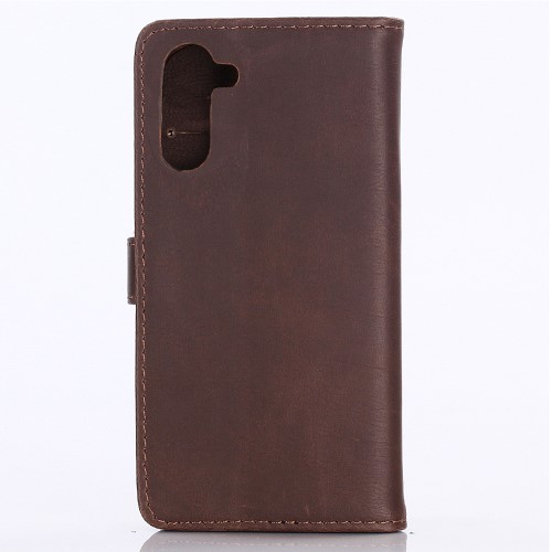 UTGATT4 - Crazy Horse Skin Vintage Plånboksfodral för Galaxy Note 10 - Kaffe