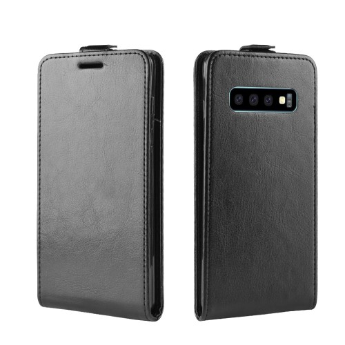 OEM - Crazy Horse Vertical Flip Fodral till Samsung Galaxy S10 - Svart