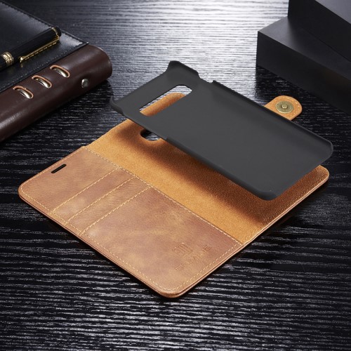 DG.MING - DG.MING Plånboksfodral 2-i-1 Split för Samsung Galaxy S10 Plus - Brun