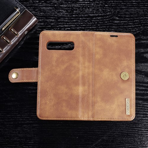 DG.MING - DG.MING Plånboksfodral 2-i-1 Split för Samsung Galaxy S10 Plus - Brun