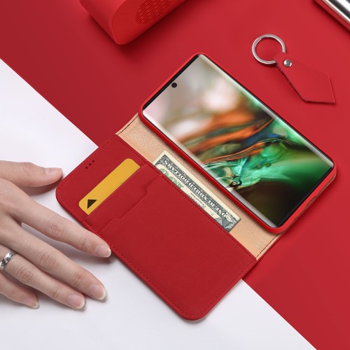 UTGATT4 - Dux Ducis Wish Läderfodral för Samsung Galaxy Note 10 Plus - Röd