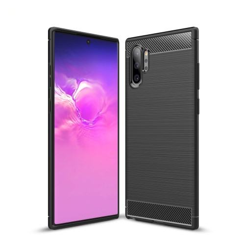 UTGATT4 - Skal i Kolfiber-design för Samsung Galaxy Note 10 Plus - Svart