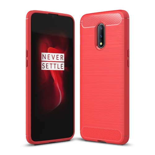 A-One Brand Skal i Kolfiber-design till OnePlus 7 - Röd 