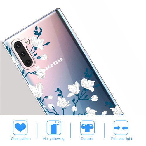 UTGATT4 - TPU Skal för Samsung Galaxy Note 10 - Vita Blommor