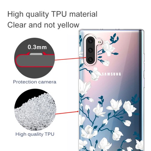 UTGATT4 - TPU Skal för Samsung Galaxy Note 10 - Vita Blommor