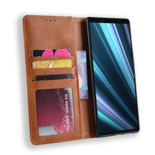 UTGATT1 - Vintage Plånboksfodral för Sony Xperia 1 - Brun