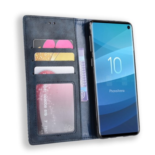 OEM - Vintage Plånboksfodral till Samsung Galaxy S10 - Blå