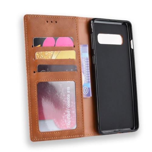 OEM - Vintage Plånboksfodral till Samsung Galaxy S10 - Brun