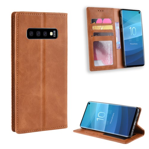 OEM - Vintage Plånboksfodral till Samsung Galaxy S10 - Brun