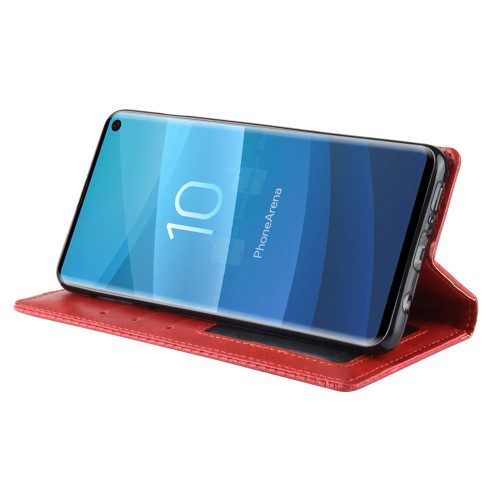 UTGATT1 - Vintage Plånboksfodral till Samsung Galaxy S10 - Röd