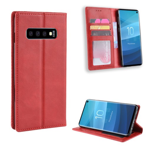UTGATT1 - Vintage Plånboksfodral till Samsung Galaxy S10 - Röd