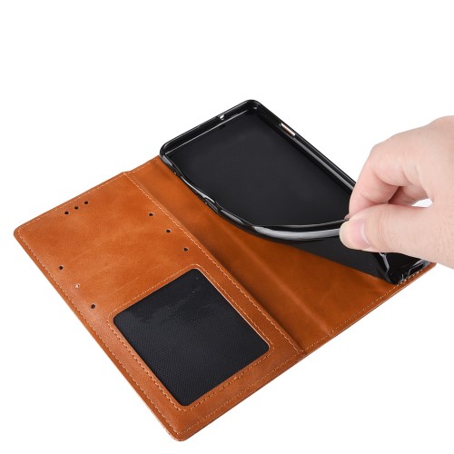 OEM - Vintage Plånboksfodral till Samsung Galaxy S10 Plus - Ljusbrun
