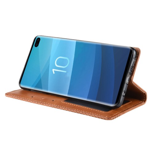 OEM - Vintage Plånboksfodral till Samsung Galaxy S10 Plus - Ljusbrun