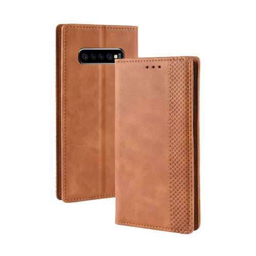 OEM - Vintage Plånboksfodral till Samsung Galaxy S10 Plus - Ljusbrun