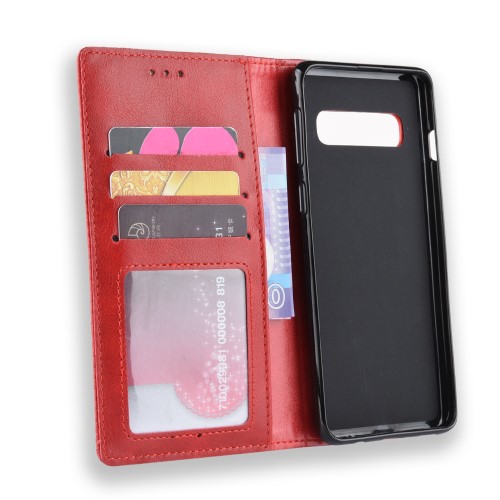 UTGATT1 - Vintage Plånboksfodral till Samsung Galaxy S10 Plus - Röd