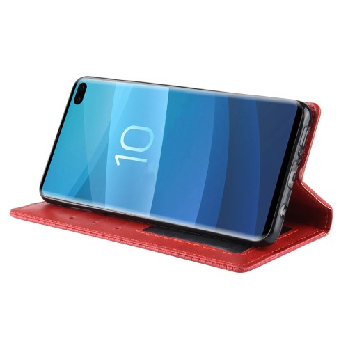 UTGATT1 - Vintage Plånboksfodral till Samsung Galaxy S10 Plus - Röd