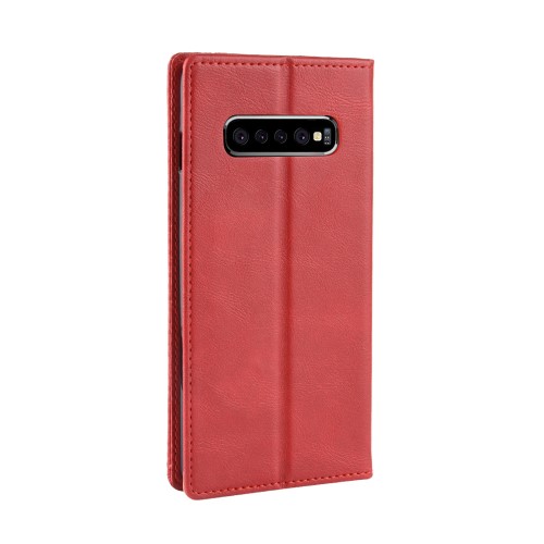 UTGATT1 - Vintage Plånboksfodral till Samsung Galaxy S10 Plus - Röd