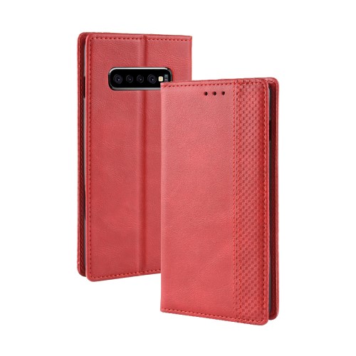 UTGATT1 - Vintage Plånboksfodral till Samsung Galaxy S10 Plus - Röd