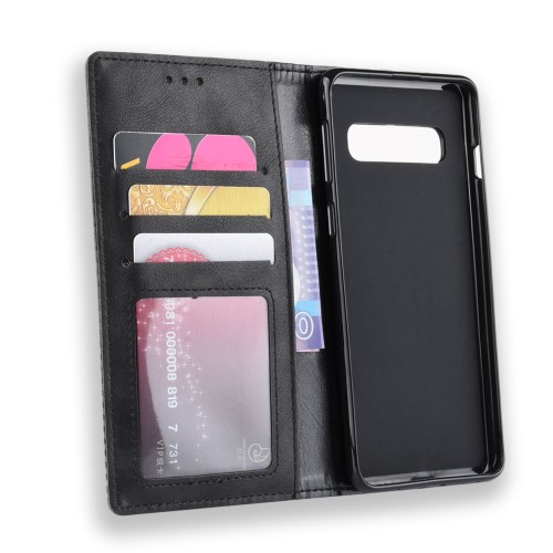 OEM - Vintage Plånboksfodral till Samsung Galaxy S10 Plus - Svart