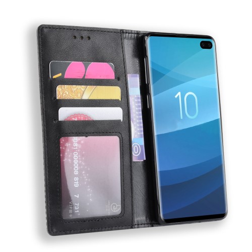 OEM - Vintage Plånboksfodral till Samsung Galaxy S10 Plus - Svart